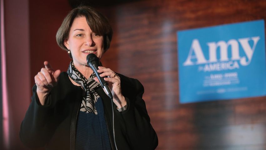 U.S. Senator Amy Klobuchar (D-MN) speaks to guests during a campaign stop at the Marion County Democrats soup luncheon at the Peace Tree Brewing Company on February 17, 2019 in Knoxville, Iowa. The stop was part of Klobuchar's first swing through the state since announcing she would be seeking the 2020 Democratic nomination for president.