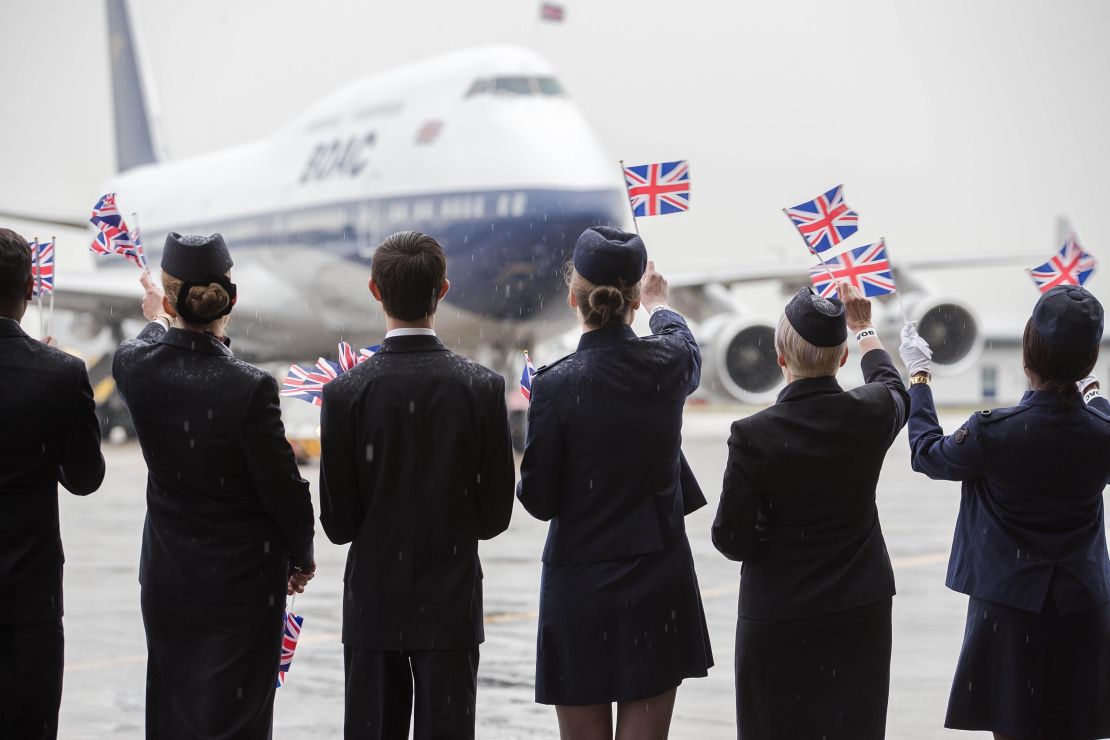 Large crowds gathered at Heathrow to see the freshly-painted plane.