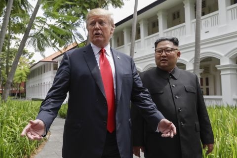 When Trump finally met Kim at the Capella resort on Sentosa Island, Singapore, it was an historic occasion that turned decades of US foreign policy on its head. They two men clearly had a rapport. Trump later said the "<a href="https://www.cnn.com/videos/tv/2018/10/01/exp-trump-kim-bromance-dangers.cnn" target="_blank">fell in love</a>." Trump even <a href="https://www.cnn.com/videos/politics/2018/06/12/trump-kim-jong-un-presidential-limousine.cnn" target="_blank">showed Kim the presidential limousine</a> known as "the Beast." 