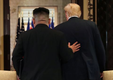 After signing documents, Trump later held a news conference where CNN's Jim Acosta asked if he trusted Kim. "I do," Trump said. "I think he wants to get it done."