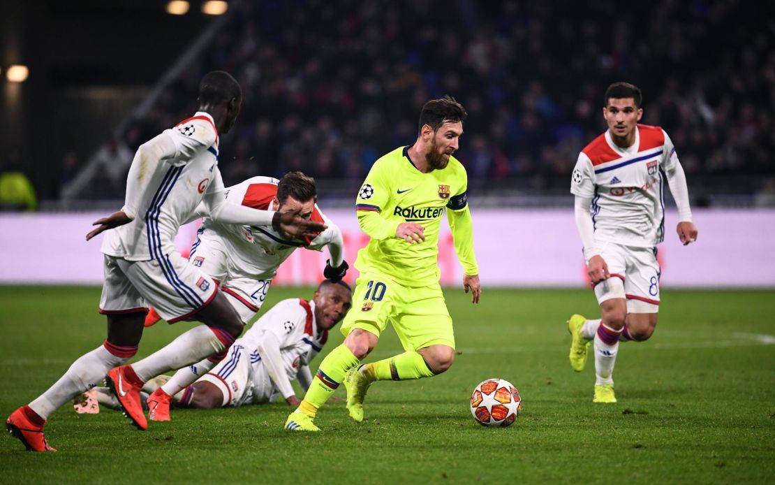 Barcelona's Lionel Messi endured a frustrating night against Lyon.