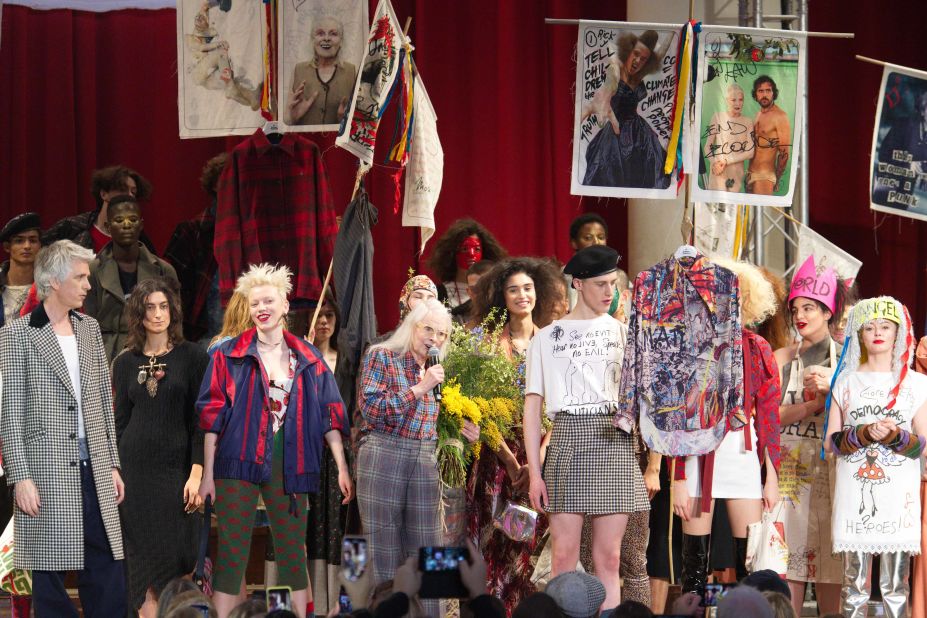 Vivienne Westwood's presentation was fashion show, part theater and part protest. 