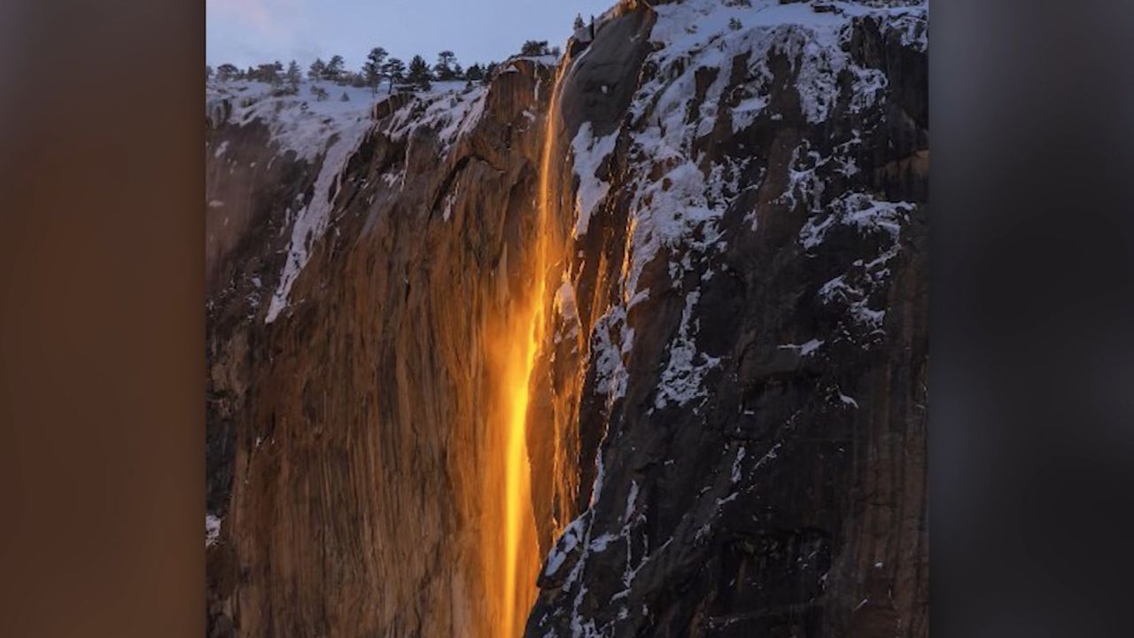 Sometimes, sun and water cooperate to make the "Firefall" event, in which sunlight strikes at a certain angle to make Horsetail Fall appear to glow like lava.