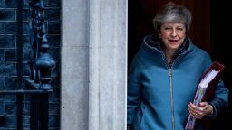 LONDON, ENGLAND - FEBRUARY 20:  British Prime Minister Theresa May leaves for Prime Minister's Questions at the Houses of Parliament on February 20, 2019 in London, England. According to reports, Conservative members Heidi Allen, Anna Soubry and Sarah Wollaston have left the party to join the Independent breakaway group. (Photo by Chris J Ratcliffe/Getty Images)