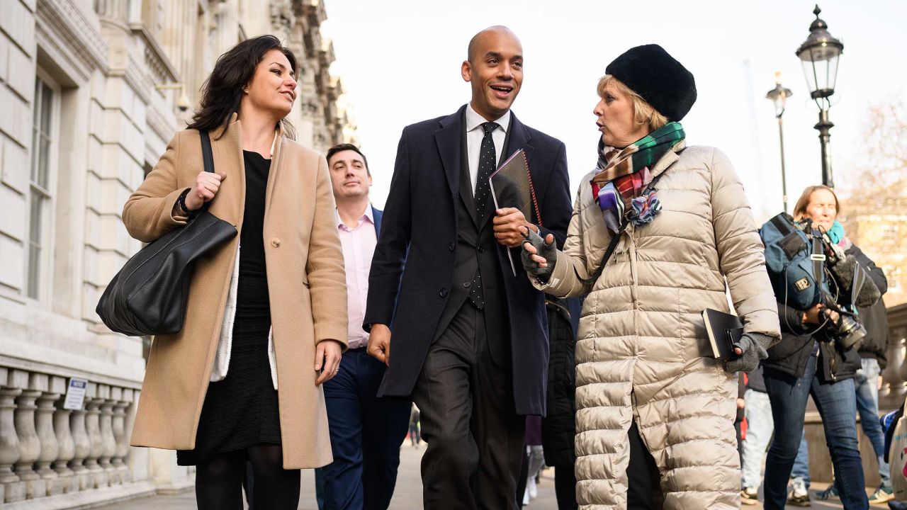 Independent Group MPs Heidi Allen, left, with Chuka Umunna and Anna Soubry