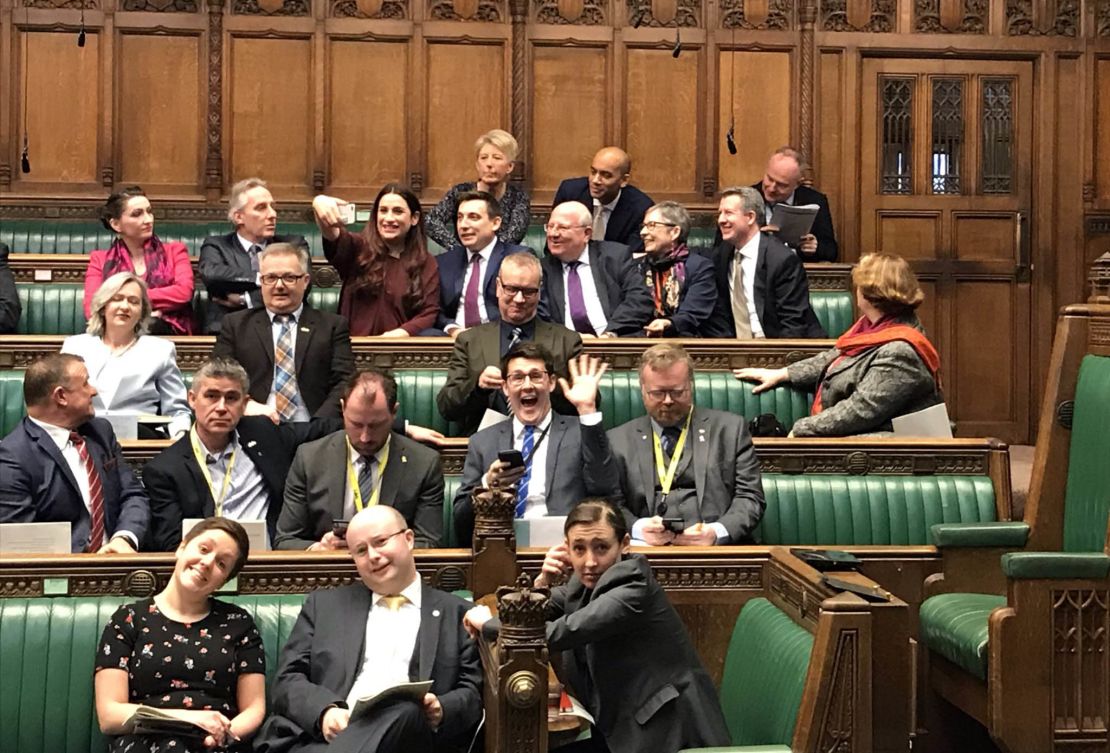 A photo shared by MP John Lamont showed the Independent Group as they took their seats in the House of Commons on Wednesday.