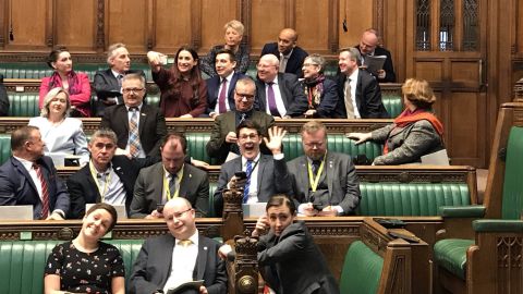 A photo shared by MP John Lamont showed the Independent Group as they took their seats in the House of Commons on Wednesday.
