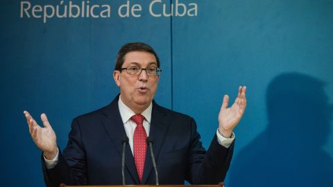 Cuban Foreign Minister Bruno Rodriguez Parrilla gives a press conference at the Foreign Ministry in Havana.