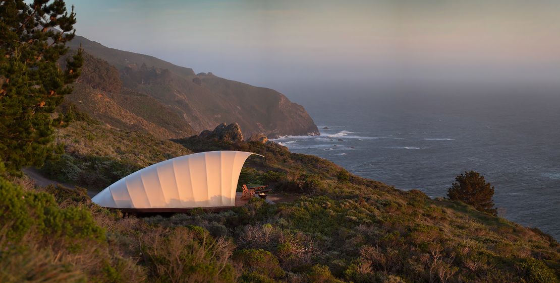 An autonomous tent at Treebones Resort, one of 25 lodging choices on the property in Big Sur.
