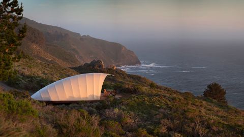 An autonomous tent at Treebones Resort, one of 25 lodging choices on the property in Big Sur.