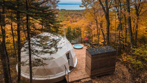 Dômes Charlevoix in Quebec look like luxurious igloos in the treetops.
