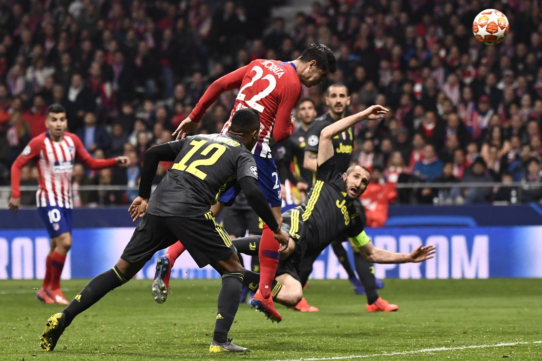 Atletico's Alvaro Morata had his effort ruled out for a foul.