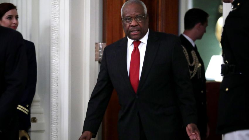 WASHINGTON, DC - OCTOBER 08: U.S. Supreme Court Associate Justice Clarence Thomas arrives for the ceremonial swearing in of Associate Justice Brett Kavanaugh in the East Room of the White House October 08, 2018 in Washington, DC. Kavanaugh was confirmed in the Senate 50-48 after a contentious process that included several women accusing Kavanaugh of sexual assault. Kavanaugh has denied the allegations. (Photo by Chip Somodevilla/Getty Images)