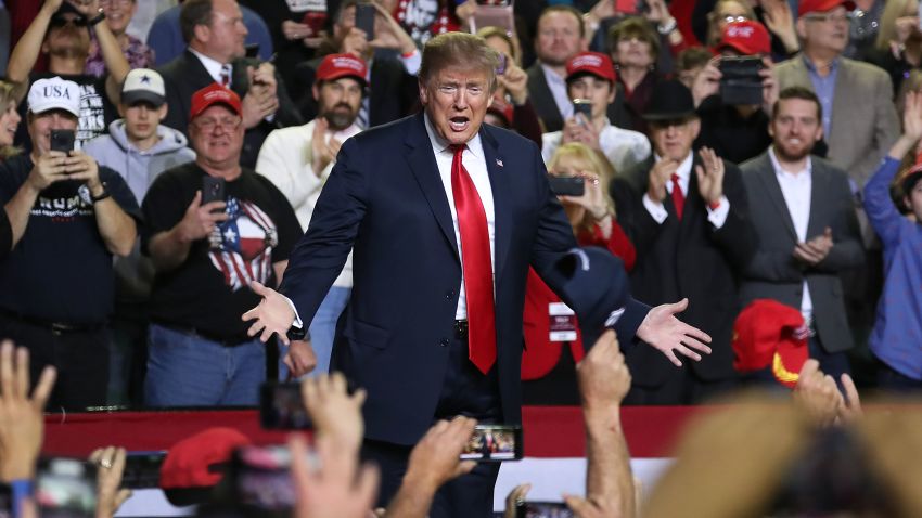 EL PASO, TEXAS - FEBRUARY 11:  U.S. President Donald Trump attends a rally at the  El Paso County Coliseum on February 11, 2019 in El Paso, Texas. Trump continues his campaign for a wall to be built along the border as the Democrats in Congress are asking for other border security measures. (Photo by Joe Raedle/Getty Images)