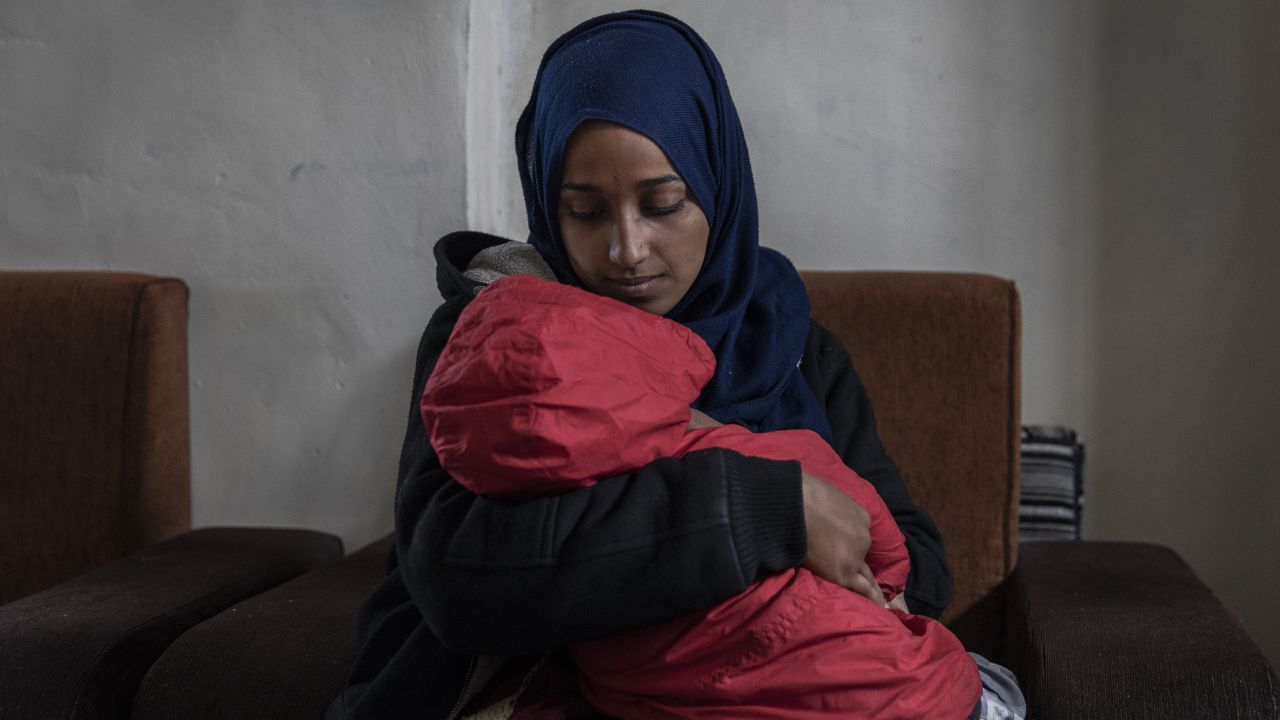 Hoda Muthana, a woman who left the United States four years ago to join ISIS, holds her son at a detention camp in Al-Hawl, Syria, on Sunday, February 17. US President Donald Trump said he directed Secretary of State Mike Pompeo <a href="https://www.cnn.com/2019/02/20/politics/hoda-muthana-state-department/index.html" target="_blank">not to allow Muthana to return to the United States</a> despite her recent public plea to come back and stand trial in America. Hours earlier, Pompeo declared that Muthana is not an American citizen. Hassan Shibly, a family representative for Muthana, said Muthana is a citizen who was born in New Jersey in 1994.
