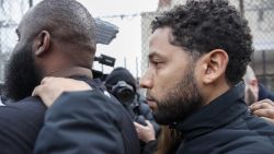 "Empire" actor Jussie Smollett leaves Cook County jail following his release, Thursday, Feb. 21, 2019, in Chicago. Smollett was charged with disorderly conduct and filling a false police report when he said he was attacked in downtown Chicago by two men who hurled racist and anti-gay slurs and looped a rope around his neck, a police official said. (AP Photo/Kamil Krzaczynski)