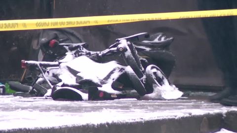 A damaged stroller was found at the scene of the incident.