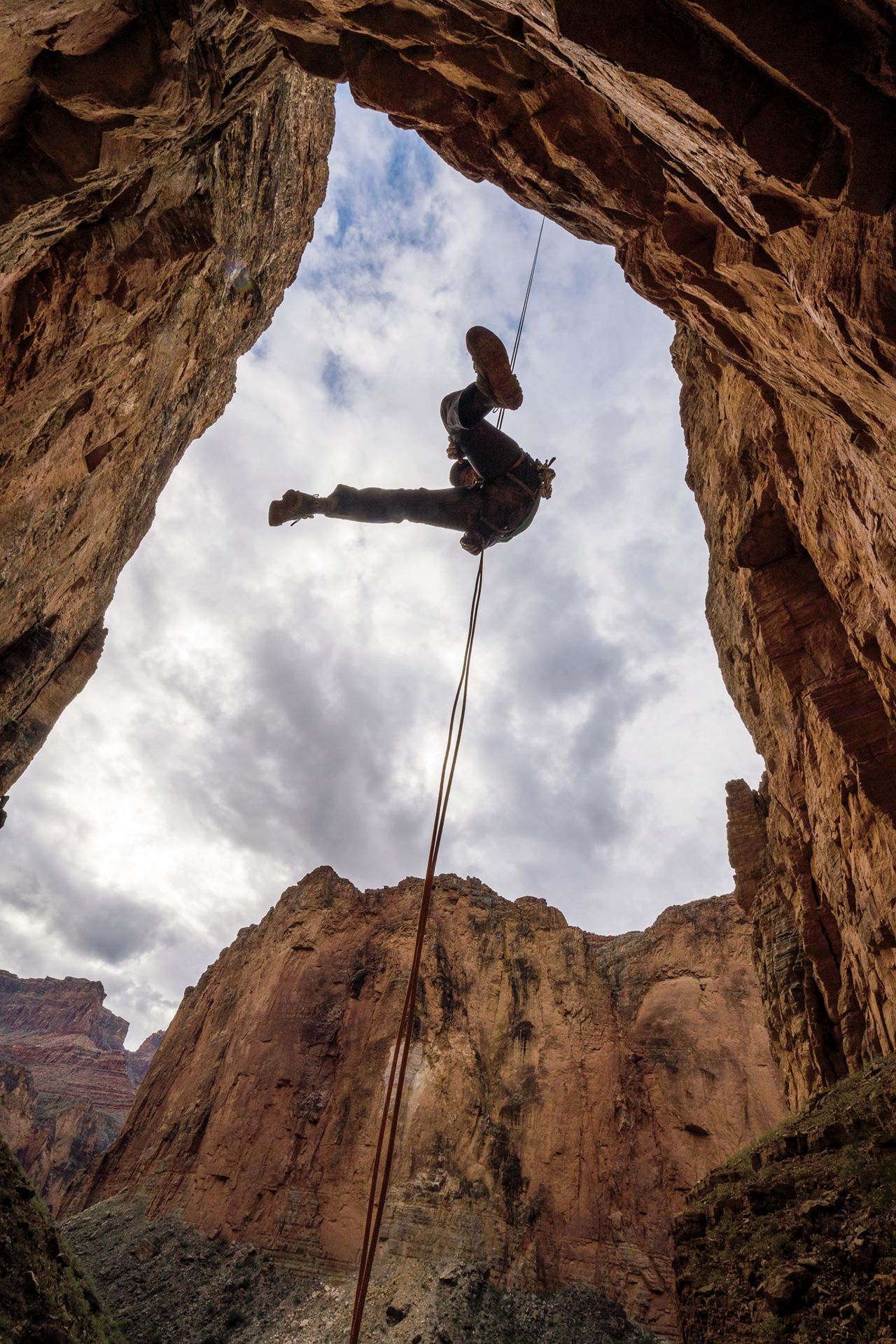 <strong>Rappelling the canyon. </strong>"There's a lot of up and down and you just have to be able to move," McBride says. 