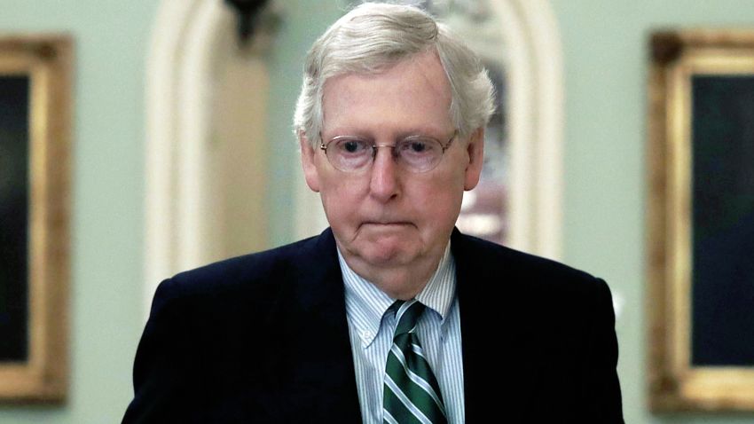 WASHINGTON, DC - FEBRUARY 04: U.S. Senate Majority Leader Sen. Mitch McConnell (R-KY) arrives at the U.S. Capitol February 4, 2019 in Washington, DC. The Senate is schedule to vote on the "Strengthening America's Security In The Middle East Act" today. (Photo by Alex Wong/Getty Images)