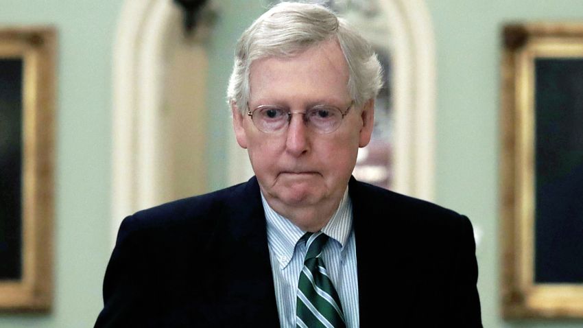 WASHINGTON, DC - FEBRUARY 04: U.S. Senate Majority Leader Sen. Mitch McConnell (R-KY) arrives at the U.S. Capitol February 4, 2019 in Washington, DC. The Senate is schedule to vote on the "Strengthening America's Security In The Middle East Act" today.  (Photo by Alex Wong/Getty Images)