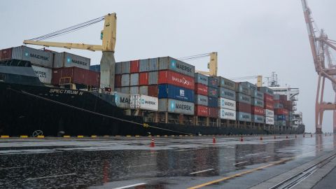 A ship carrying waste from the Philippines arrives back in South Korea. 