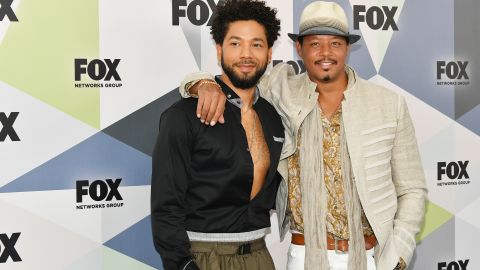 Actors Jussie Smollett, left, and Terrence Howard attend the 2018 Fox Network Upfront on May 14, 2018 in New York City.
