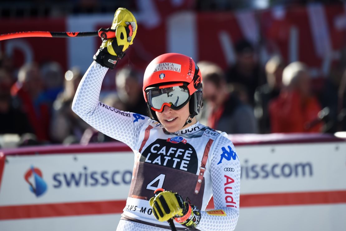 Federica Brignone of Italy won the combined again at Crans-Montana. 