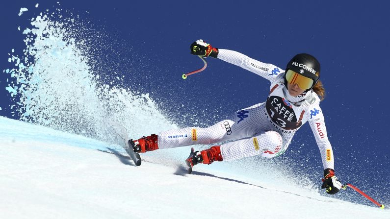 Italian skier Sofia Goggia speeds down the course during a World Cup downhill race <a href="index.php?page=&url=https%3A%2F%2Fwww.cnn.com%2F2019%2F02%2F23%2Fsport%2Fcrans-montana-downhill-alpine-skiing-spt-int%2Findex.html" target="_blank">she won</a> in Crans-Montana, Switzerland, on Saturday, February 23.