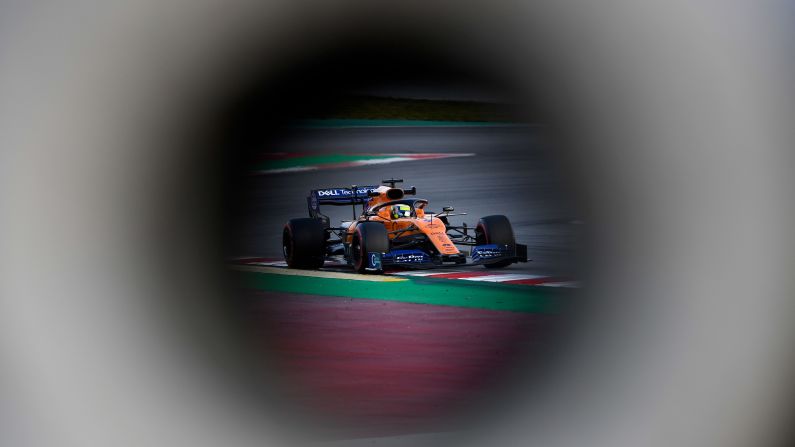 Formula One driver Lando Norris takes part in preseason testing in Montmelo, Spain, on Tuesday, February 19.