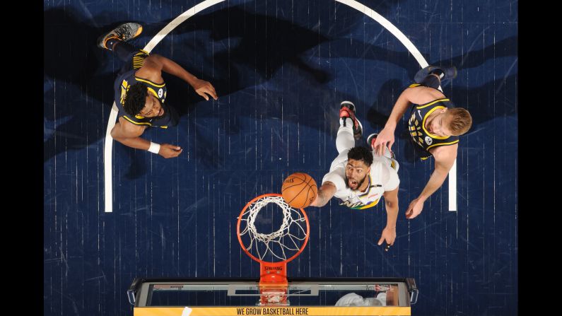 New Orleans' Anthony Davis attempts a shot during an NBA game in Indianapolis on Friday, February 22. <a href="index.php?page=&url=http%3A%2F%2Fwww.cnn.com%2F2019%2F02%2F17%2Fphotos%2Fgallery%2Fwhat-a-shot-sports-0217%2Findex.html" target="_blank">See 26 amazing sports photos from last week</a>