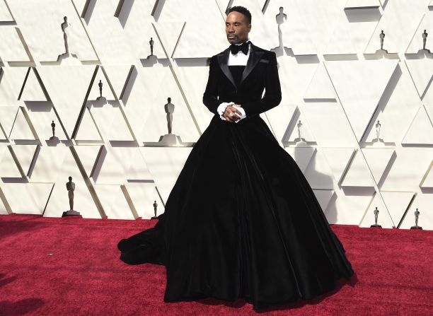 "Pose" star Billy Porter, one of the first to arrive, became one of the night's most talked-about stars when he arrived in a black velvet tux dress by Christian Siriano. The designer tweeted a gif of the actor spinning in his creation, saying it was an "honor to create this moment."  