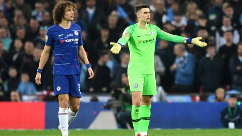 Chelsea starting keeper Kepa Arrizabalaga, who appeared to be suffering from cramps, refused to come off.