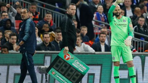Chelsea manager Maurizio Sarri wanted to bring on Willy Caballero in the League Cup final in extra time.