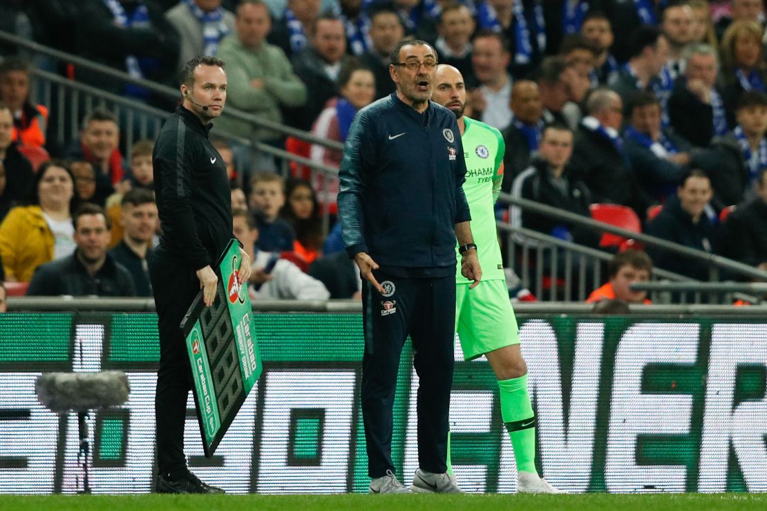 Maurizio Sarri was visibly furious on the touchline, storming down the Wembley tunnel before deciding to return.