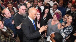 Sen. Cory Booker takes photos with people after speaking at his "Conversation with Cory" campaign event at the Nevada Partners Event Center on February 24, 2019 in North Las Vegas, Nevada. 