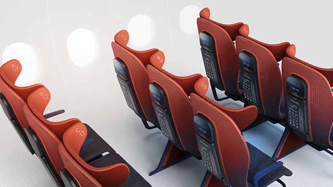 The chairs are designed for use in Airbus airplane economy cabins.