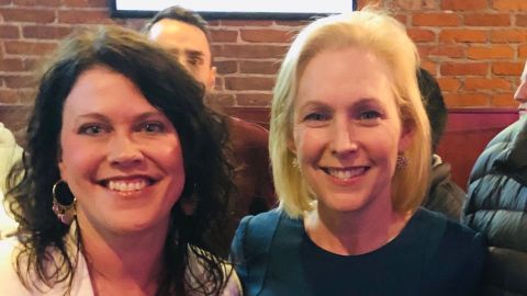 Iowa voter Meghann Foster met 2020 presidential candidate Kirsten Gillibrand, but she has yet to get her photo with Kamala Harris.