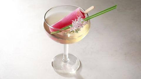 The Jasmine Silver Needle Tea comes with a pink hibiscus and cherry flavored popsicle.