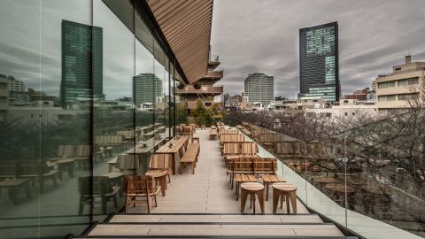 The terrace at the Tokyo Roastery. 