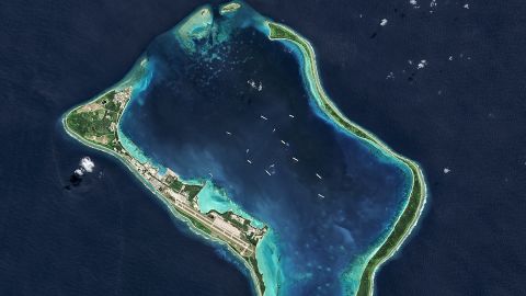 Diego Garcia, part of the British Indian Ocean Territory and the largest of the islands in the Chagos Archipelago. A UN court has ruled the UK must return the territory -- which hosts a major US military base -- to Mauritius. 