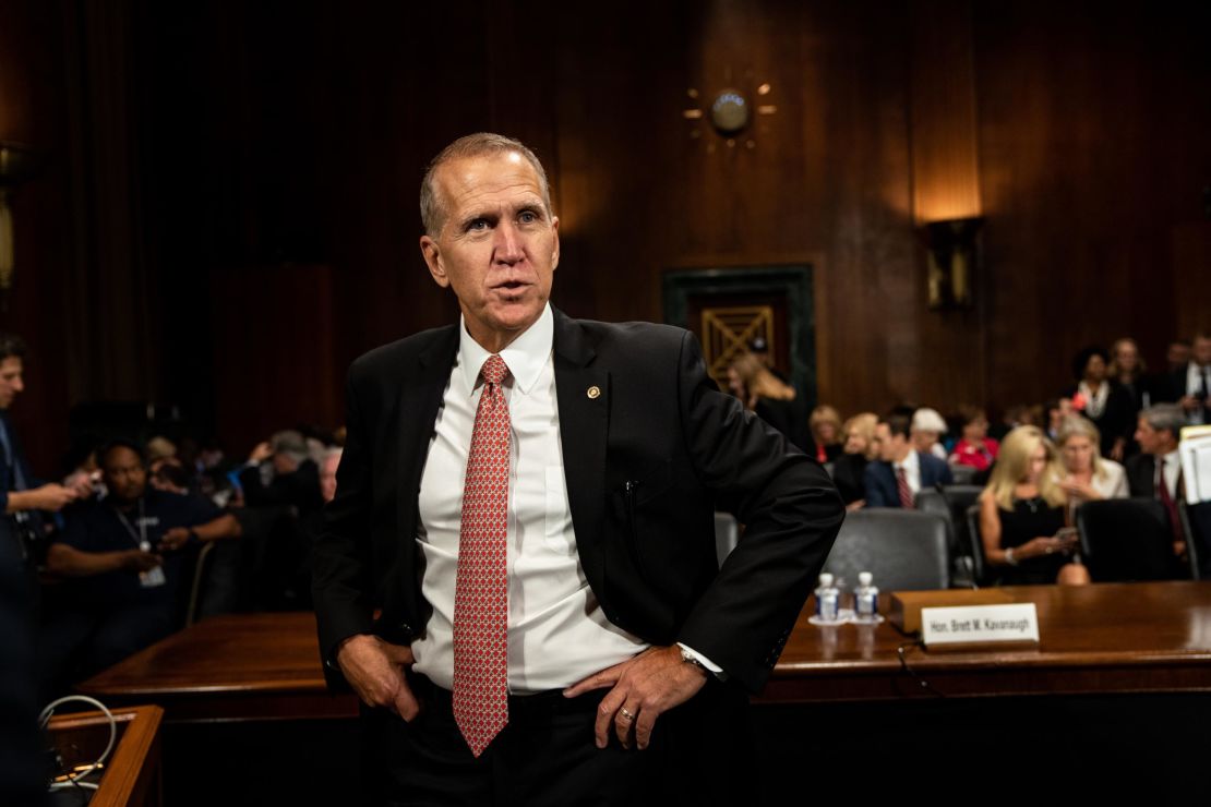 Sen. Thom Tillis before a congressional hearing in a September 27, 2018, file photo.