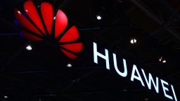 HANOVER, GERMANY - JUNE 12: The Huawei logo is displayed at the 2018 CeBIT technology trade fair on June 12, 2018 in Hanover, Germany. The 2018 CeBIT is running from June 11-15. (Photo by Alexander Koerner/Getty Images)