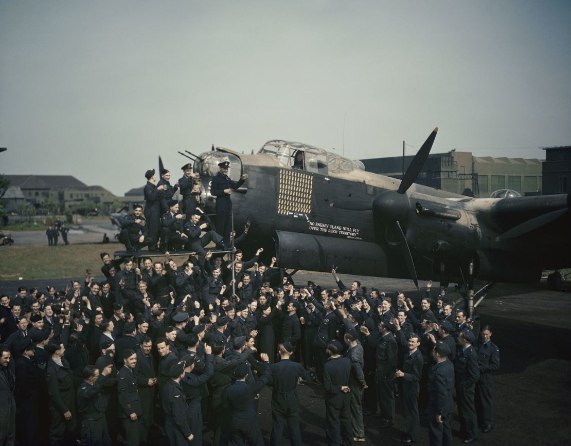 Celebrations to mark a Lancaster bomber reaching 100 missions © IWM