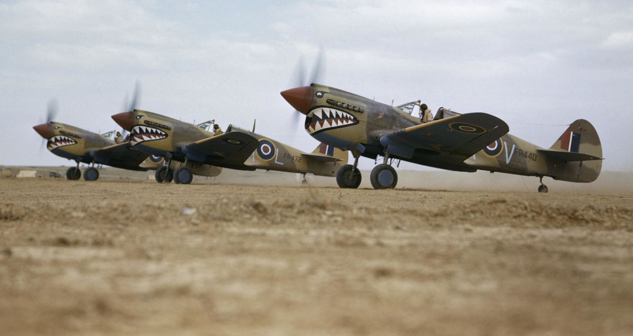Kittyhawk Mk IIIs prepare to take off in Tunisia in 1943 © IWM