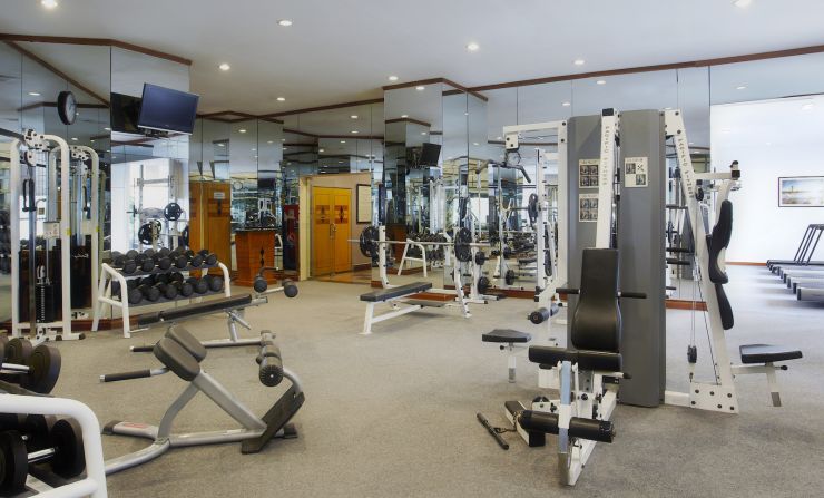 <strong>The gym: </strong>Kim's bodyguards, famous for running alongside his car, can stay in shape by hitting up the the hotel's fitness center.