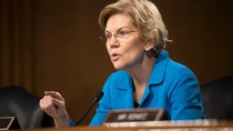 Sen. Elizabeth Warren, D-Mass., questions Federal Reserve Chairman Jerome Powell during hearing of the Senate Banking, Housing and Urban Affairs Committee on Tuesday, Feb. 26, 2019 in Washington. (AP Photo/Kevin Wolf)