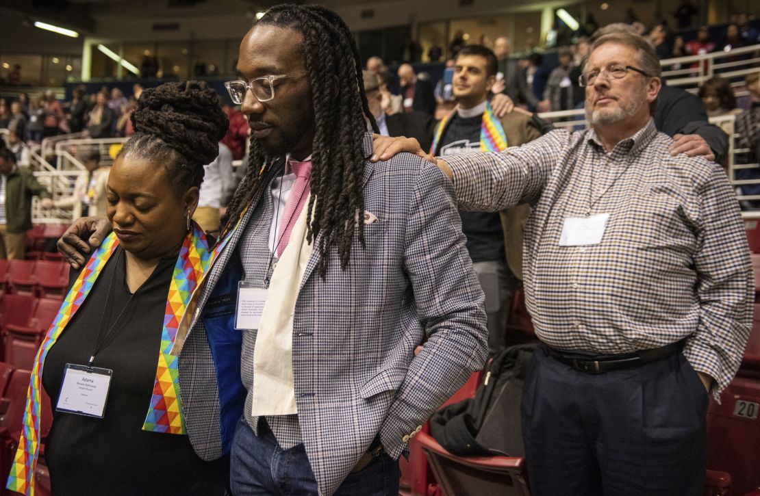 Delegates join in prayer during the 2019 Special Session of the General Conference of The United Methodist Church.