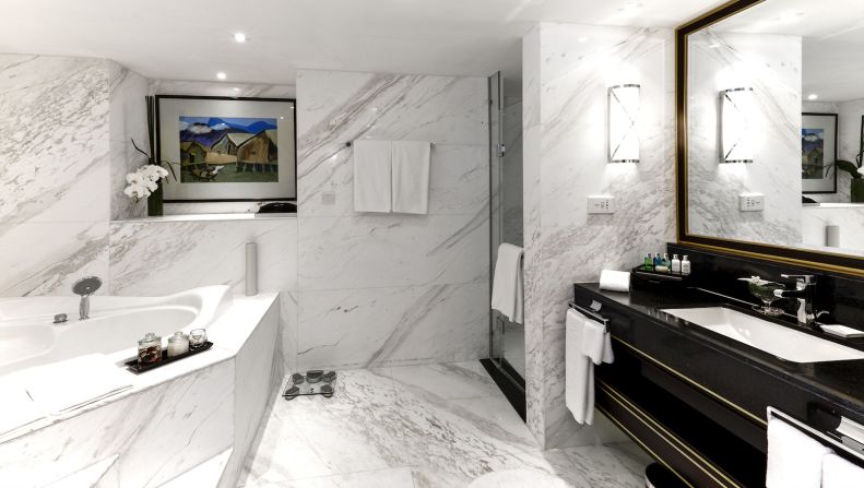<strong>Presidential Suite bathroom:</strong> A bathroom fit for a world leader awaits guests booked into the Melia Hanoi's Presidential Suite. <strong> </strong>