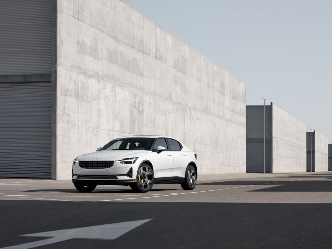 The grill on the Polestar 2 houses sensors for automated driving and parking.