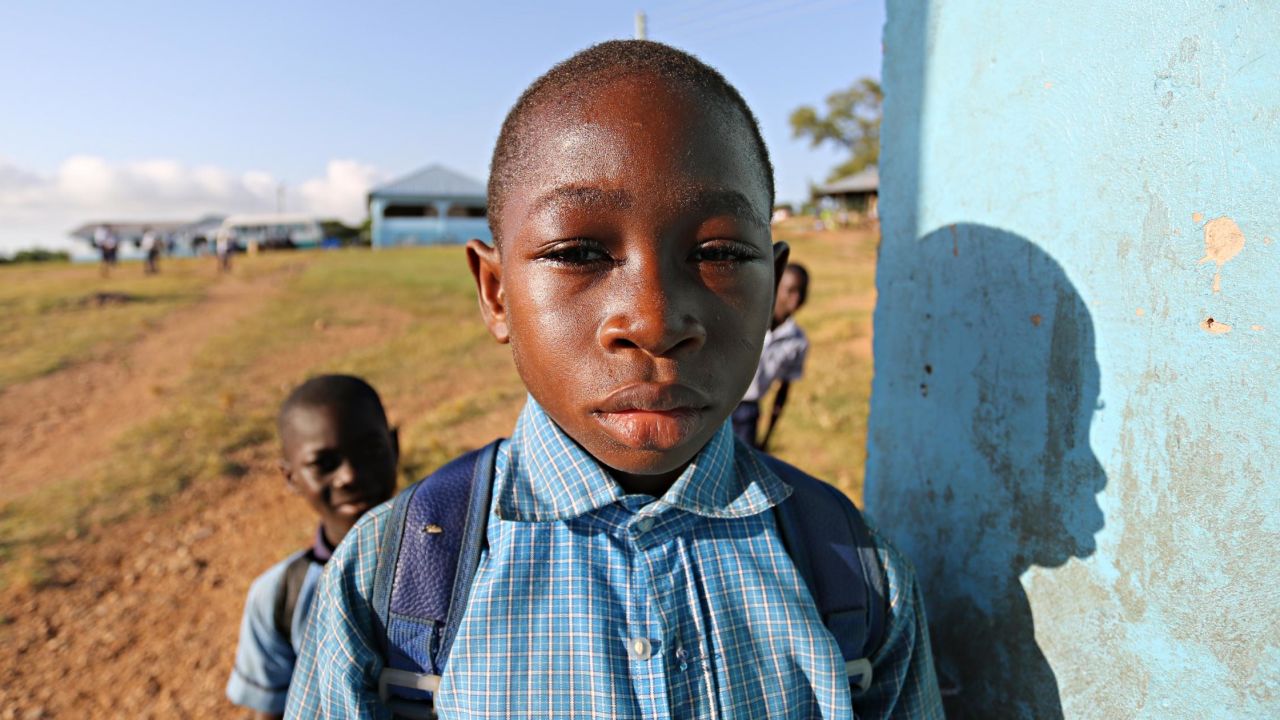 Boys outside a school run by PACODEP for hundreds of local children, as well as nearly 100 former child slaves, freed by the organization.